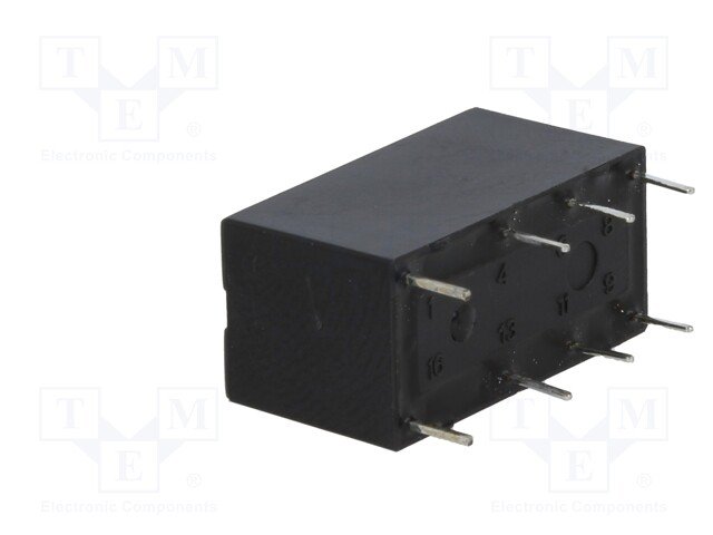 Relejs DC12V, DPDT, 2x1A/120VAC, 2x2A/24VDC, 720R(16.6mA), divi kontakti uz pārslēgšanu, 20.5x10x11.4mm, RELPOL