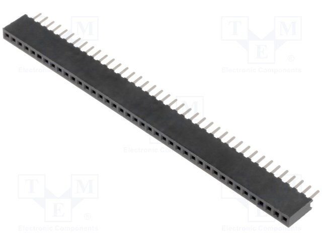 1.27mm 1x40pin ligzda, THT, H=4.4mm