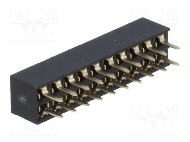 2.0mm, 2x10pin, ligzda, THT, H=4.4mm