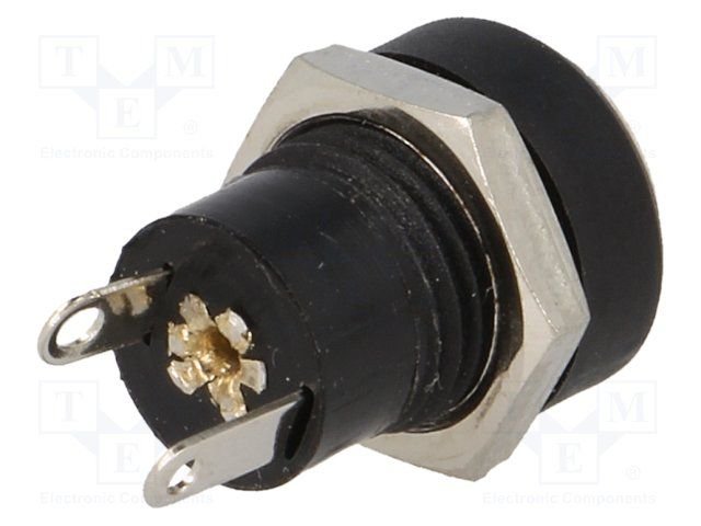 1.3*3.4mm, ligzda, skruvējamā (dia. 8mm), plastmasas, vadam, 0.5A/12VDC, LUMBERG