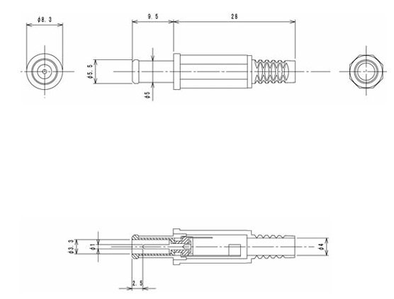 5.5/3.3/1.0mm, L=9.5mm, štekers, lodējams, uz vadu, 1A/13.5VDC, LUMBERG