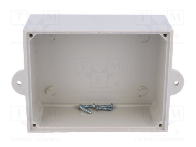 Plastmasas korpuss, 65x86x36mm, ABS, peleka krasa, ar piestiprinājumiem