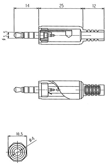 3.5mm (4 kont.) štekers, stereo+video, plastmasas, ar amortizatoru, LUMBERG
