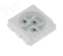 Gaismas diode SMD, dzeltens, 5060/PLCC6(5x5x1,5mm), 4200...5800mcd, 2...2.6V/60mA, 585-595nm 120grad., 3 atseviškas LED vienā korpusā, PLCC6