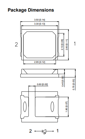 Gaismas diode SMD, dzeltens, 3528, 2200-2800mcd, 590nm, 1.8...2.4V/60mA, 120grad., 2.8x3.5x0.75mm, PLCC2