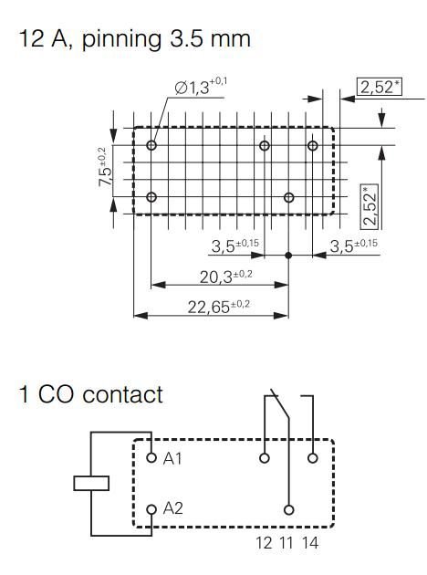 Relejs DC12V, SPDT, 12A/250VAC, 12A/24VDC, 360R(33.3mA), viens kontakts uz pārslēgšanu, 29x15.7x12.7mm, TE Connectivity