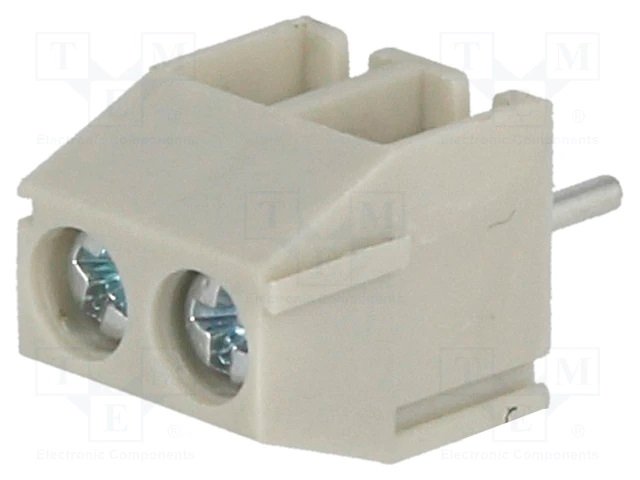 Terminal blocks PCB, 2pin, 3.5mm, 0.5...1.5mm2, 300V/10A, 8.4x7x6.8mm, leņķisks, peleks