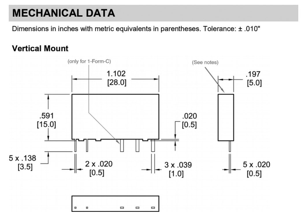 Relejs DC12V, SPST-NO, 6A/250VAC, 6A/30VDC, 848R(14mA), IP64, viens kontakts uz pārslēgšanu, 28x5x15mm, ZETTLER