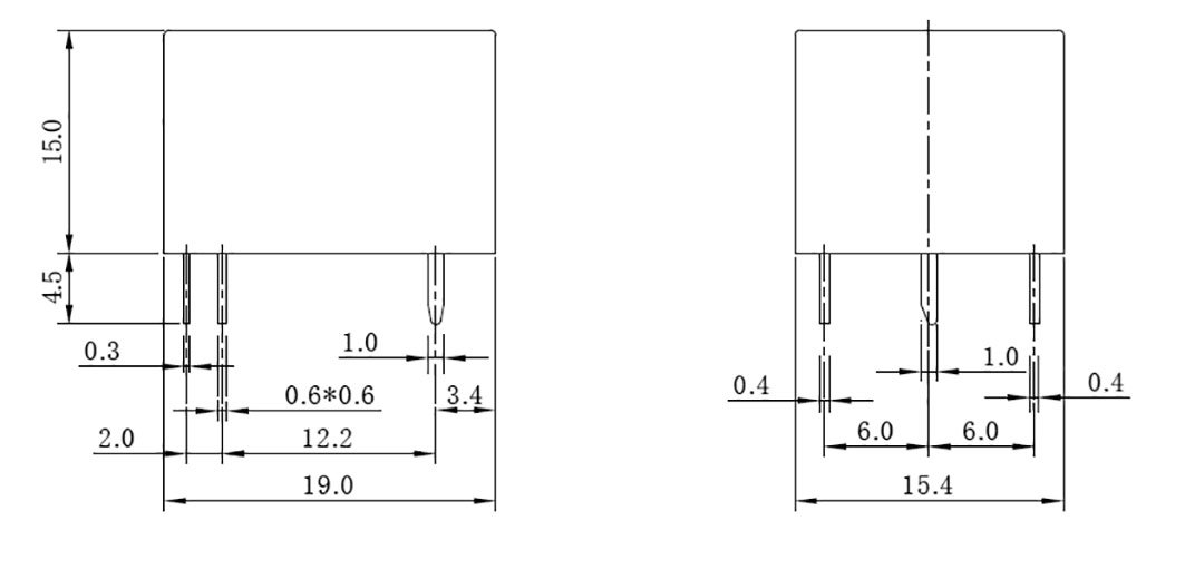 Relejs DC12V, SPDT, 12A/250VAC, 15A/125VAC, 15A/24VDC, 400R(30mA), viens kontakts uz pārslēgšanu, 15.4x19x15mm, AMPHENOL ANYTEK