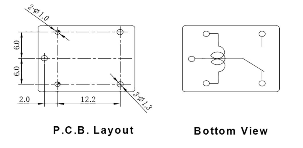 Relejs DC12V, SPDT, 12A/250VAC, 15A/125VAC, 15A/24VDC, 400R(30mA), viens kontakts uz pārslēgšanu, 15.4x19x15mm, AMPHENOL ANYTEK