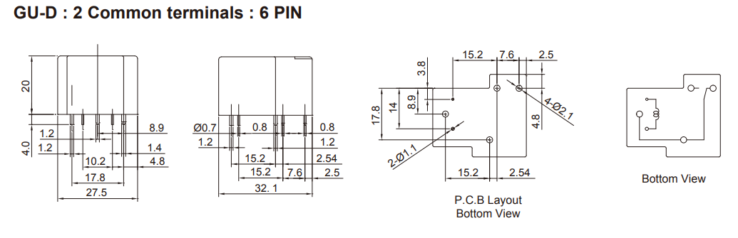 Relejs DC12V, SPDT, 30A/240VAC, 20A/30VDC, 155R(77.4mA), viens kontakts uz pārslēgšanu, GOODSKY