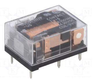 Relejs DC5V, SPST-NO, 10A/250VAC, 10A/30VDC, 125Ω(40mA), viens kontakts uz saslēgšanu, 20x10x15mm, OMRON