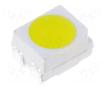 Gaismas diode SMD, aukstā balts(6500K), 3528, PLCC4, 3000...4000mcd, 3...3.8V/50mA, 120grad., kopējs katods, PLCC4