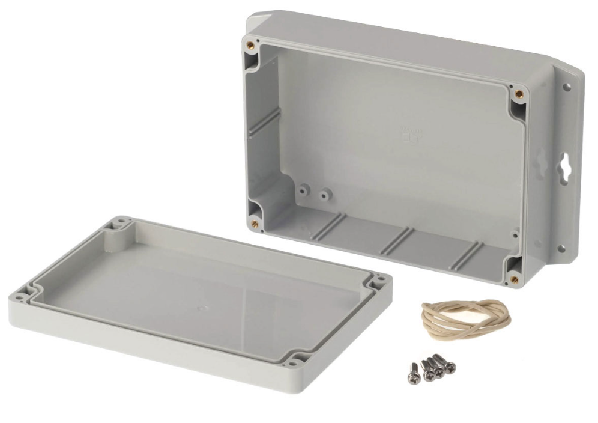 Plastmasas korpuss, 121x171x55mm, IP65, ABS, gaiši pelēkā krasa, ar piestiprinājumiem