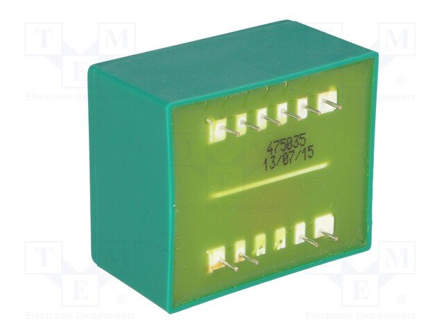 Transformators 220V=>2x6V, 2x833.3mA, 10VA, 44x53x27.9mm