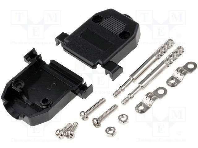 15PIN korpus D-SUB, ar garām skrūvēm