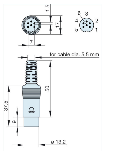 6DIN štekers, 240°+cenrs, HIRSCHMANN, uz vadu