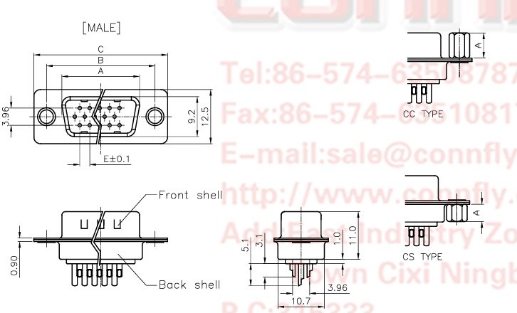 15pin (VGA), D-Sub HD, štekers, taisns, solder type