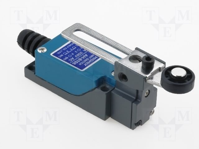 Gala slēdzis, ar regulejamu sviru L=20-72mm un rulišiem Ø18mm, NO + NC, 5A/250VAC, IP64, 64x28x25mm