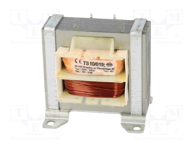 Transformators 220V=>12V, 800mA, 10VA, 54x45x51.5mm