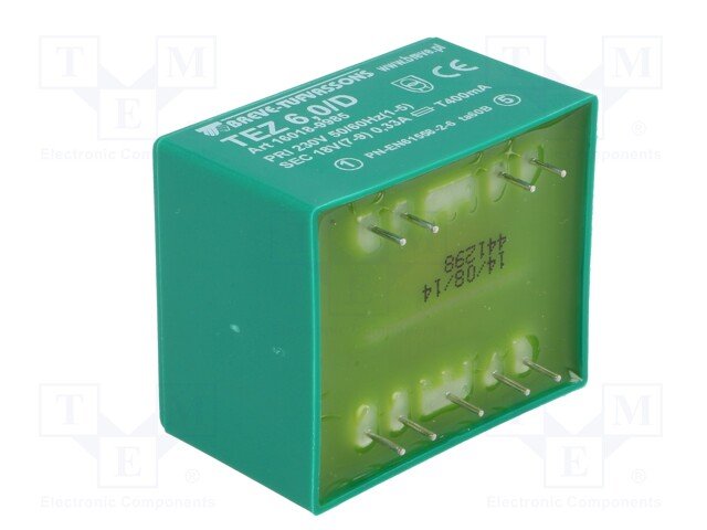 Transformators 220V=>18V, 330mA, 6VA, 45x38x32mm