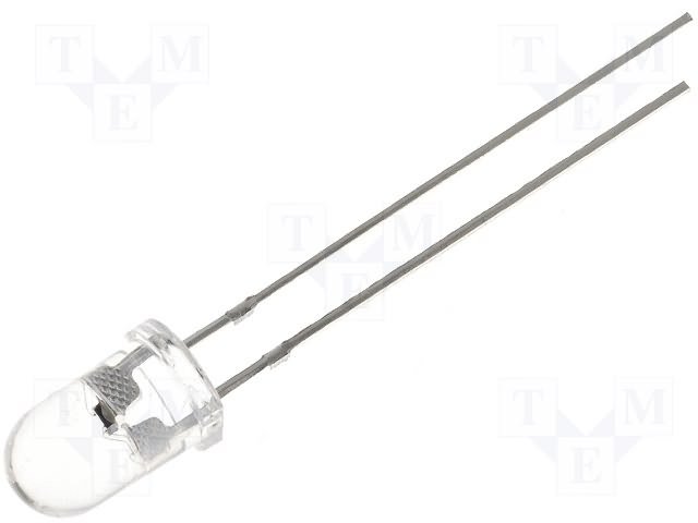 5mm, zils, mirgojoša, 5V(4.5...6V), 2.5cd, 30grad., 4.5-6V/10mA, 470nm, gaismas diode