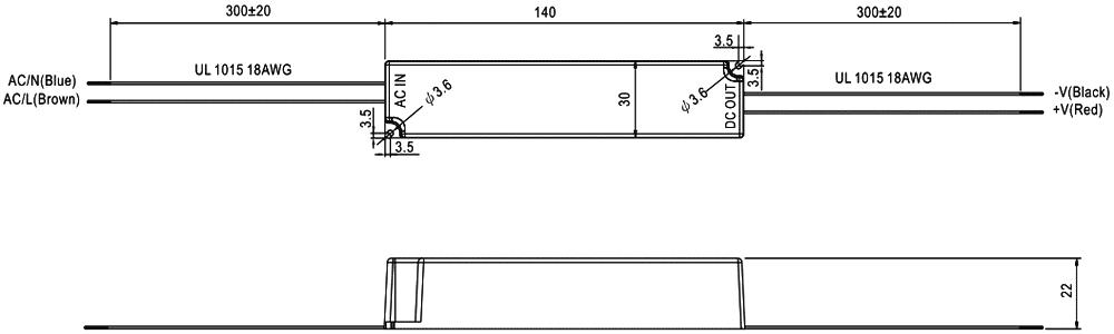 Barošanas bloks LED ar sprieguma stabilizāciju 230VAC=>12DC, 1.5A, 20W, IP67
