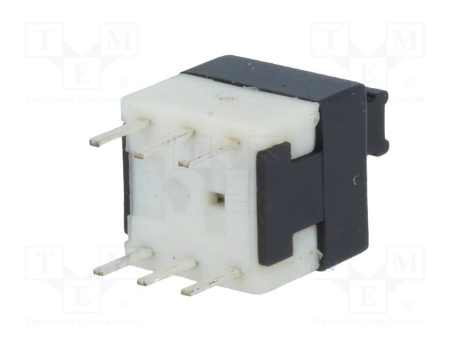 Poga DPDT, ON-(ON), 0.1A/30VDC, 8x8x17mm, divi kontakti uz saslēgšanu, bez fiksacijas