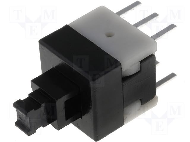 Poga DPDT, ON-(ON), 0.1A/30VDC, 8x8x17mm, divi kontakti uz saslēgšanu, bez fiksacijas