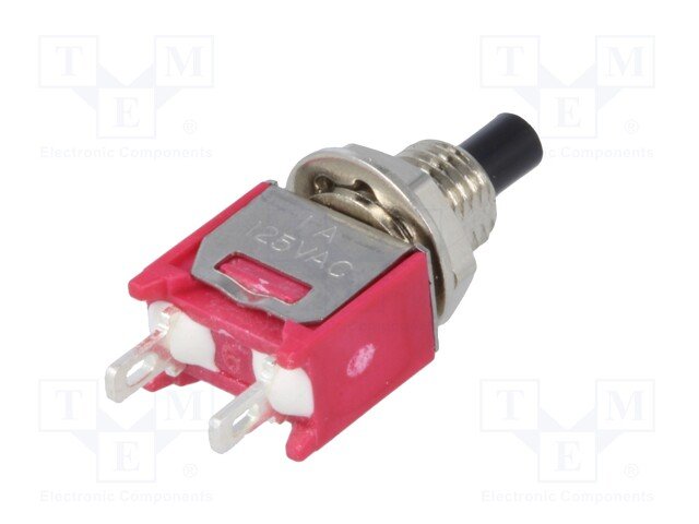 Poga SPST-NO, OFF-(ON), 1A/120AC, 1A/28VDC, Ø6.35mm, bez fiksacijas