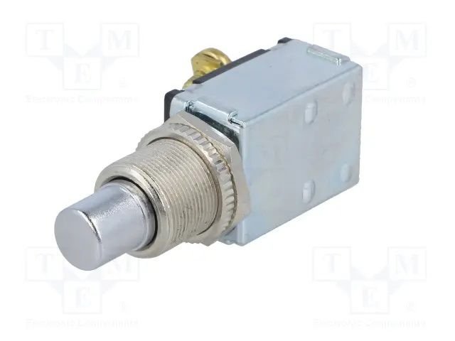 Poga SPST-NO, OFF-(ON), 15A/12VDC, Ø12.2mm, 23x17x34.4mm, IP40, metala, bez fiksacijas