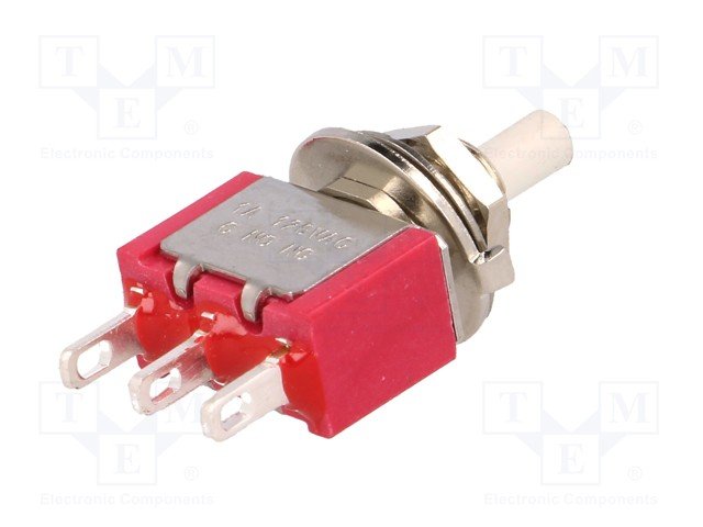 Poga SPDT, ON-(ON), 1A/125VAC, 1A/28VDC, Ø6.35mm, bez fiksacijas,  IC SWITCHES