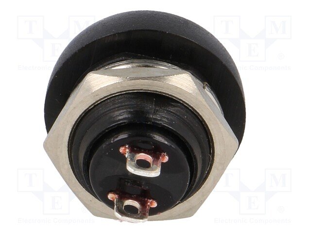 Poga SPST-NO, OFF-(ON), 1A/250VAC, M12, Ø18mm*20mm, melns, bez fiksacijas
