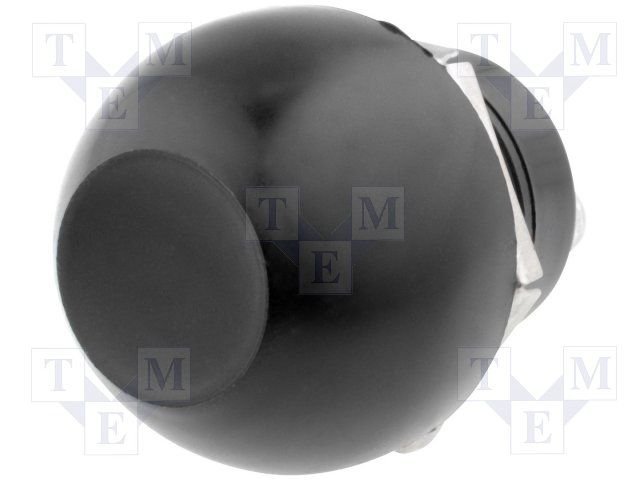 Poga SPST-NO, OFF-(ON), 10A/12VDC, Ø22.2mm, IP55, melna krasa, bez fiksacijas