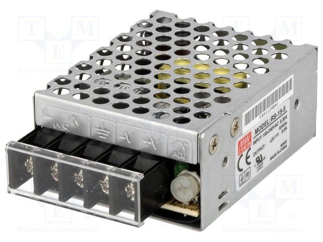 Barošanas bloks 220V=>5V(4.75...5.5VDC), 3A, 15W, 62.5x51x28mm, 0.13Kg, modulis