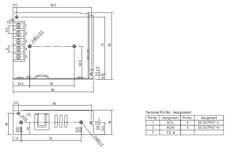 Barošanas bloks 220V=>5V(4.5...5.5VDC), 10A, 50W, 99x82x30mm, 0.23Kg, modulis