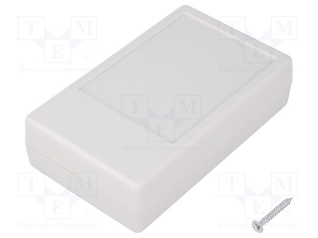 Plastmasas korpuss, 63x104x29mm, ABS, ar vāku, ar bateriju nodalījumu, pelekā krasa