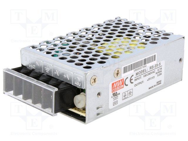 Barošanas bloks 220V=>5V(4.75...5.5VDC), 5A, 25W, 78x51x28mm, 0.19Kg, modulis