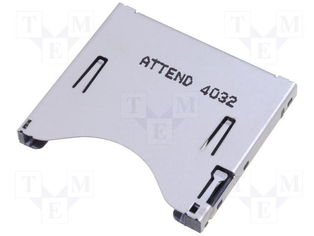 Atmiņas kartēi SD savienotajs, SMD, apzelts, ar ekstraktoru, ekranets