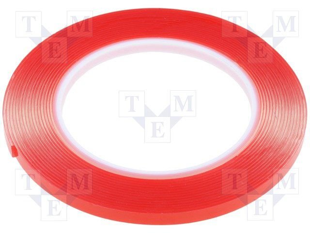 Fiksējošā lente, divpuseja, 6mm, resnums 1.1mm, garums 5m, akrils, 100°C