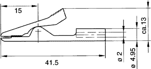 Krokodils izolēts, 2mm, 60V/15A, HIRSCHMAN, melna krasa