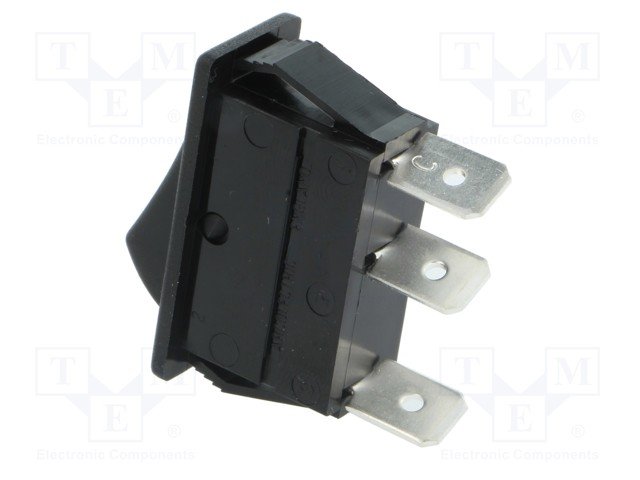 Taustiņslēdzis SPDT, ON-ON, 16A/250VAC, 20A/28VDC, 14x33.4mm, melnā krasa, ar fiksāciju