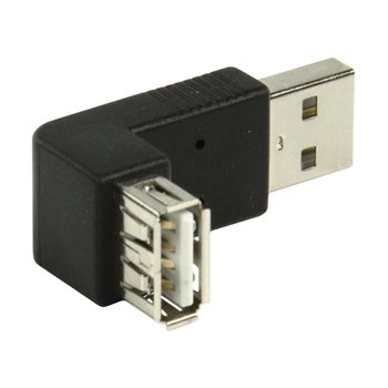 USB-A štekers uz USB-A ligzda, savienotājs, leņķīsks, 90grad.