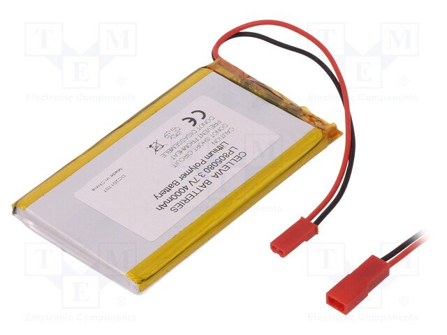 Akumulators Li-pol, 3.7V/4000mAh, konn+sock2.54*2pins, 8.5x50.5x80.5mm