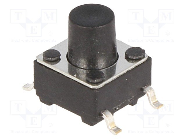 Mikroslēdzejs horizontāls, 6x6x4mm, SPST-NO, OFF-(ON), SMD, 0.05A/12VDC, 1.6N, L=3.5mm