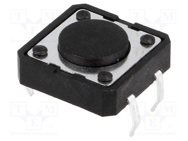 Mikroslēdzejs horizontāls, SPST-NO, OFF-(ON), 0.05A/12VDC, THT, 12x12x4mm, 2.5N, L=0.5mm