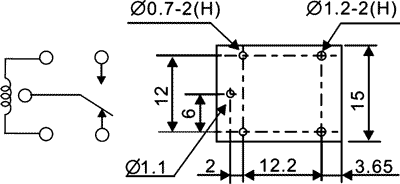 Relejs DC5V, SPDT, 15A/120VAC, 15A/24VDC, 70Ω(72mA), viens kontakts uz pārslēgšanu, 19.5x15.8x15mm, RAYEX ELECTRONICS