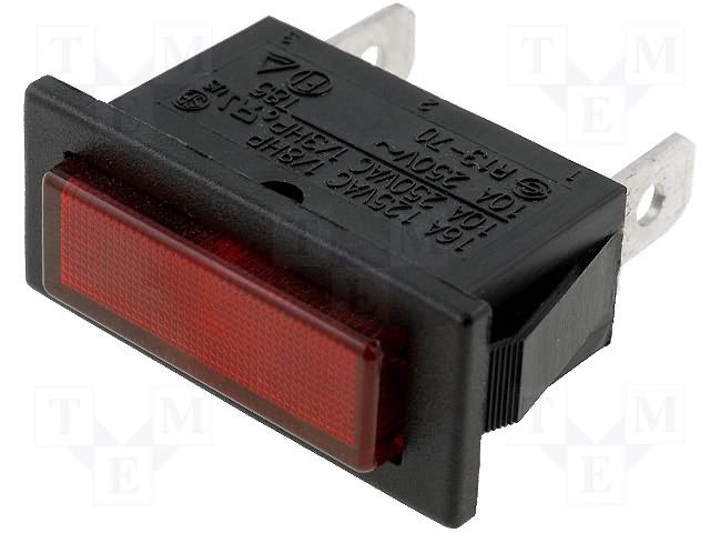 Gaismas diožu lampiņa 24V, 33.5x14.1x20.5mm, sarkana krasa