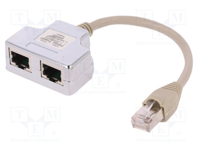 Distributors 1xRJ45 štekers=> 2xRJ45 ligzda, CAT5E, L=190mm
