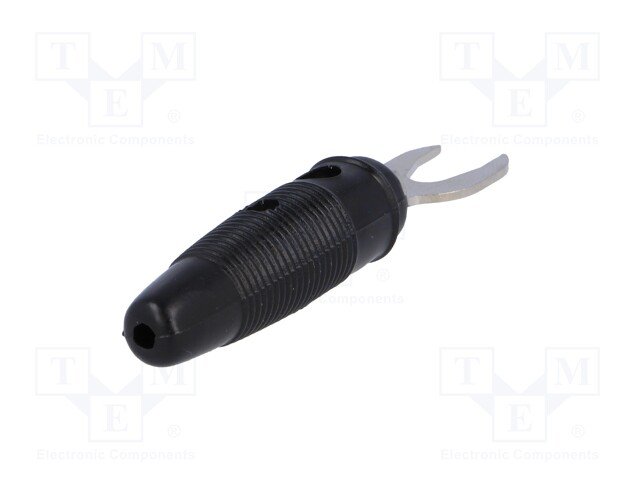 Dakša kontakts 4-6mm, 60VDC, 30A, aizspiednis zem skrūves, melna krasa, HIRSCHMANN T&M